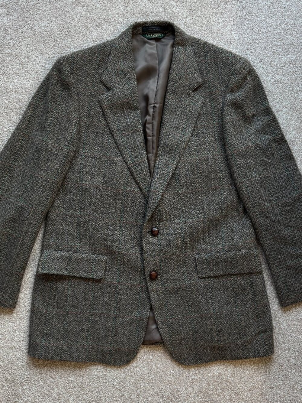 Neil Martin Broadway Donegal Tweed Blazer Olive Brown 42R